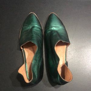 Free People metallic green flats